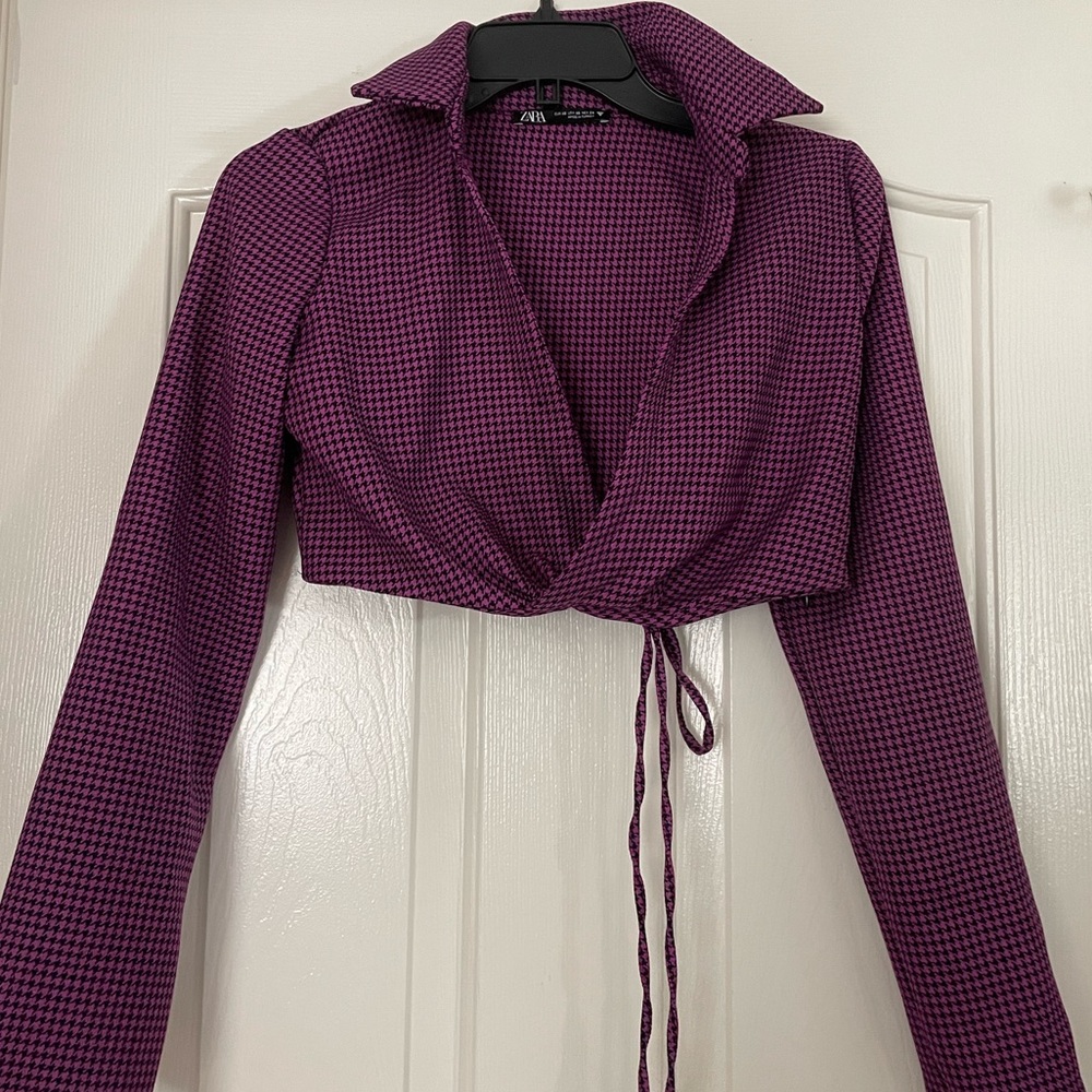 ZARA Pink Gingham Blouse